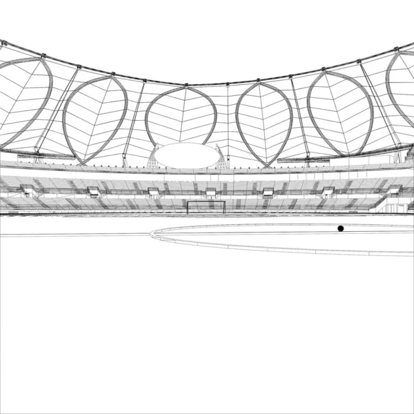 足球场的病媒 当玩家开始游戏时 可以看到球场的中心 足球体育场的一个孤立的矢量图解 — 图库矢量图片