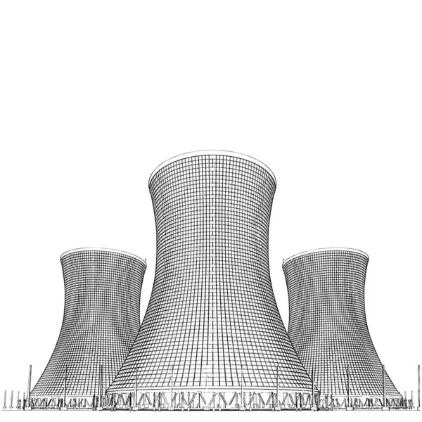 原子力発電所のベクトル 白を基調としたイラスト 原子力発電所のベクトル図 — ストックベクタ