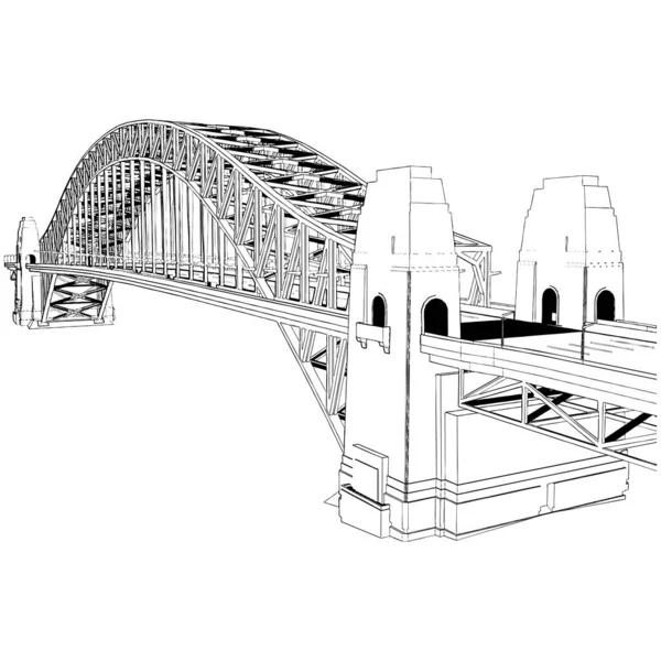 Konstruktionsvektor Für Bogenbrücken Illustration Isoliert Auf Weißem Hintergrund Eine Vektor — Stockvektor
