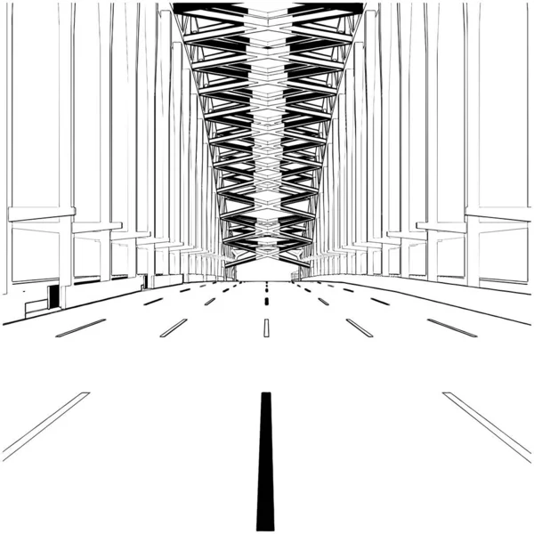 Arch Bridge Konstruksi Struktur Vektor Ilustrasi Terisolasi Latar Belakang Putih - Stok Vektor