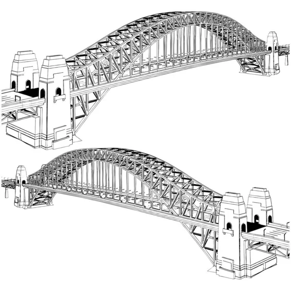 拱桥结构矢量 白色背景下的孤立说明 桥的矢量图解 — 图库矢量图片