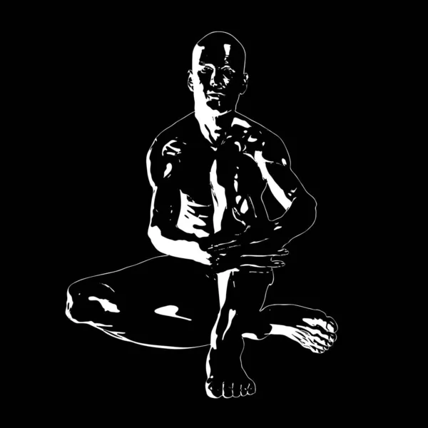 Sitzender Mann Vektor Illustration Auf Schwarzem Hintergrund Eine Vektorillustration Eines — Stockvektor