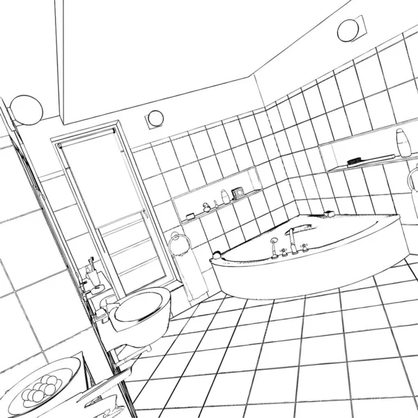 Εσωτερικό Μπάνιο Διάνυσμα Εικονογράφηση Λευκό Φόντο Μια Διανυσματική Απεικόνιση Ενός — Διανυσματικό Αρχείο