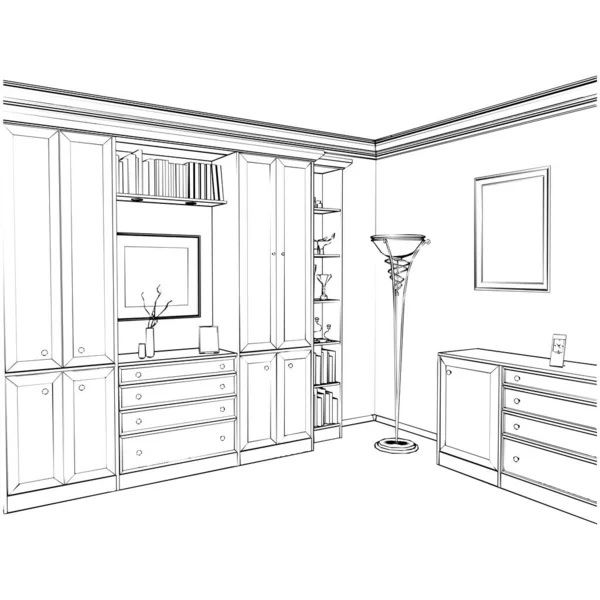 Living Room Vector Ilustración Sobre Fondo Blanco Vector Ilustración Una — Vector de stock