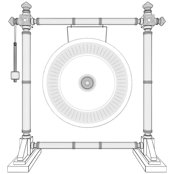 Gong Vector Instrumento Percusión Ilustración Aislada Sobre Fondo Blanco Una — Archivo Imágenes Vectoriales