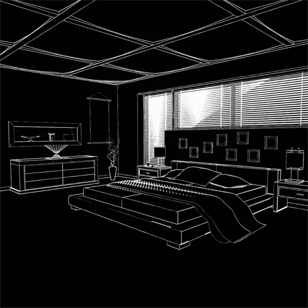 Yatak Odası Çişleri Vektörü Modern Yatak Odası Nın Vektör Llüstrasyonu — Stok Vektör