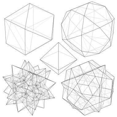 Polyhedron From The Simple To The Complicated Shape Vector. Illustration Isolated On White Background. A Vector Illustration Of Geometric Shape.