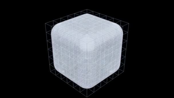 盒子从简单到复杂的球体形状和副凡尔萨 石墨笔画动画 几何数字 — 图库视频影像