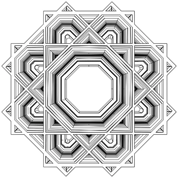Вектор Абстрактной Инкрустации Стола Пола Шаблон Геометрическими Элементами Форме Мандала — стоковый вектор