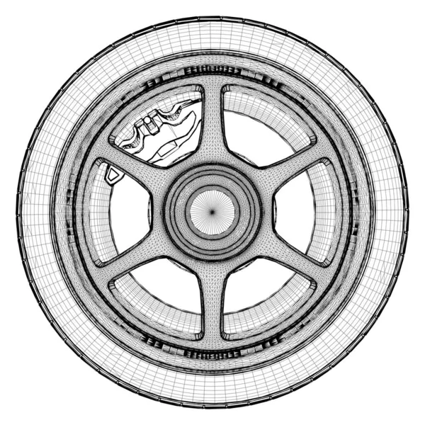 Car Wheel Rim Hub Tire Vector Illustration Isolated White Background — Stock Vector