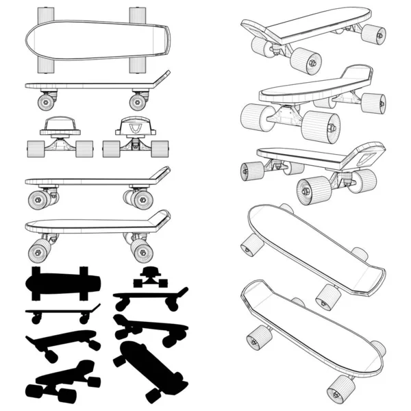 スケートボードベクトル 白を基調としたイラスト スケートボードのベクトルイラスト — ストックベクタ