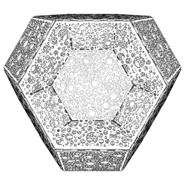 Перфорированный Многогранник Шестиугольником Квадратным Вектором Твердой Формы Иллюстрация Изолирована Белом — стоковый вектор