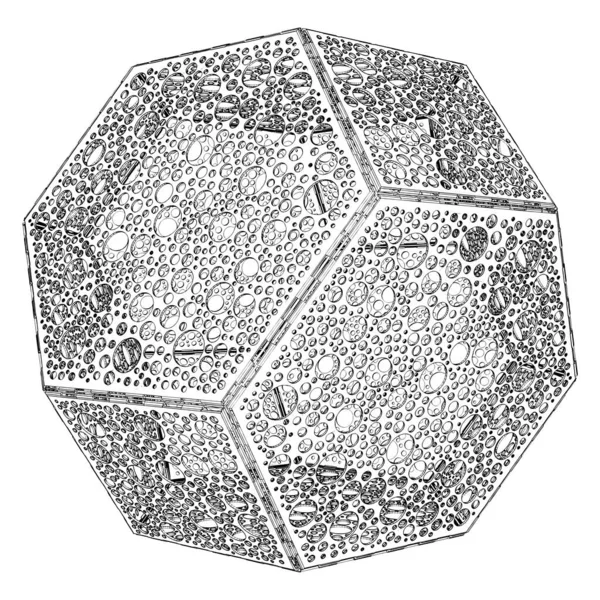 Geperforeerde Polyeder Met Hexagon Square Sides Solid Shape Vector Afbeelding — Stockvector