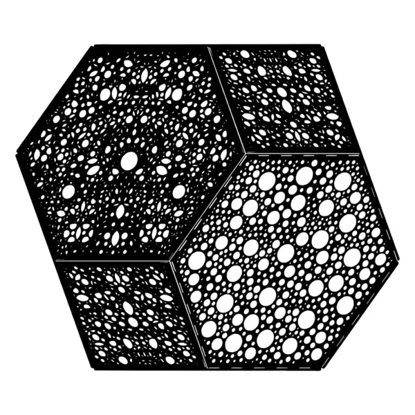 Perforerad Polyhedron Med Hexagon Och Square Sides Solid Shape Vector — Stock vektor