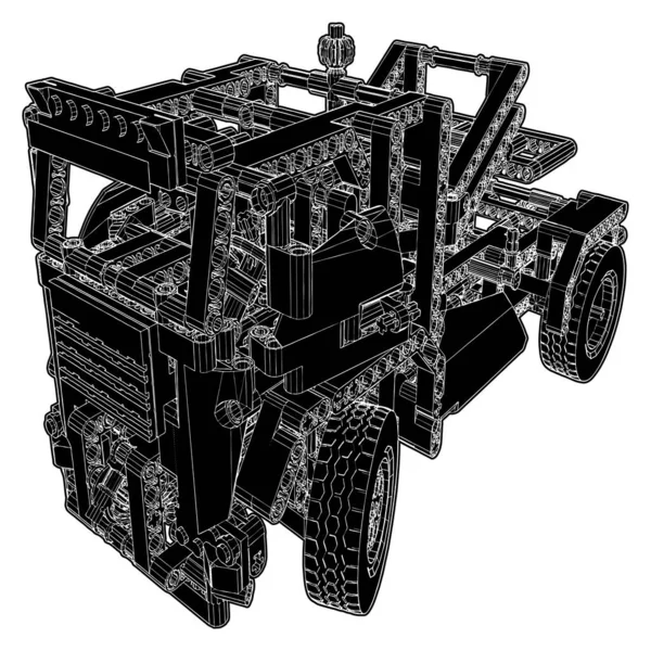 Ciężarówka Wyprodukowana Przez Bloki Vector Blok Zabawkowy Cegły Dla Dzieci — Wektor stockowy