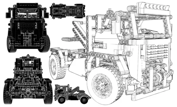 Camion Fabriqué Par Blocs Vecteur Toy Building Block Briques Pour — Image vectorielle