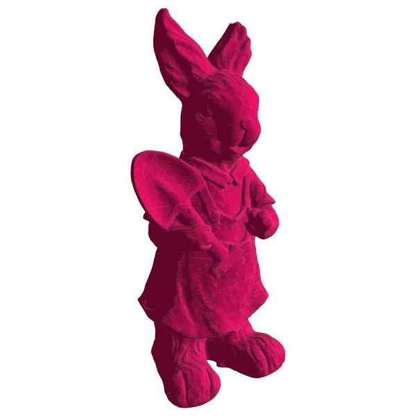 Easter Bunny Rabbit Vector Rabbit Work Clothes Shovel Red Green — Stock Vector
