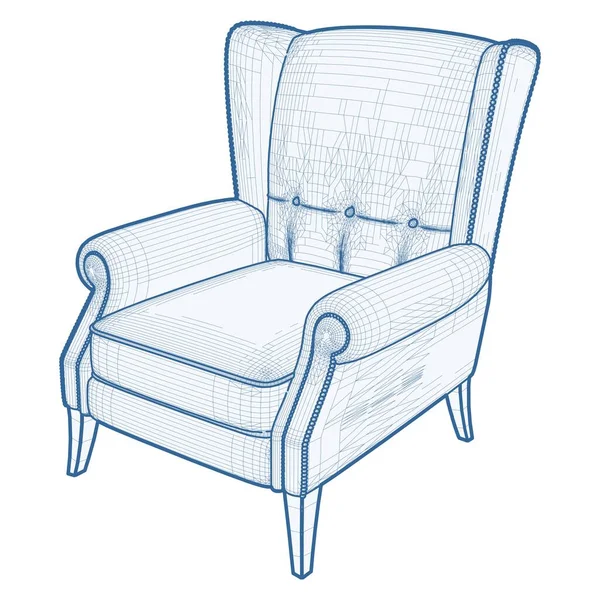 アンティークアームチェアベクトル 白を基調としたイラスト 古典的な肘掛け椅子の背景のベクトルイラスト — ストックベクタ