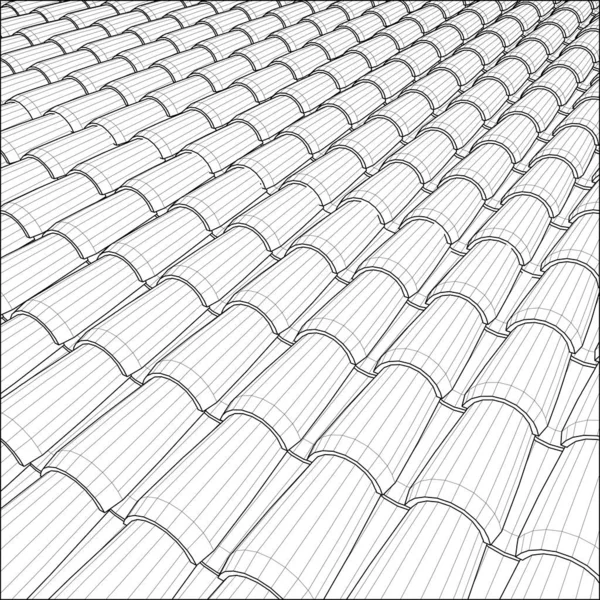 タイル屋根ベクトル 白を基調としたイラスト 屋根瓦のベクトルイラスト背景 — ストックベクタ