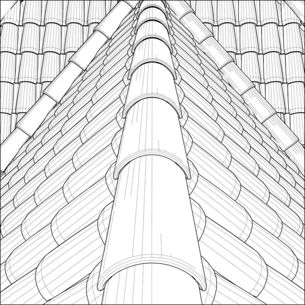 タイル屋根ベクトル 白を基調としたイラスト 屋根瓦のベクトルイラスト背景 — ストックベクタ