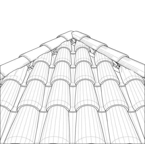 Вектор Даху Плитки Ілюстрація Ізольована Білому Тлі Векторна Ілюстрація Тла — стоковий вектор