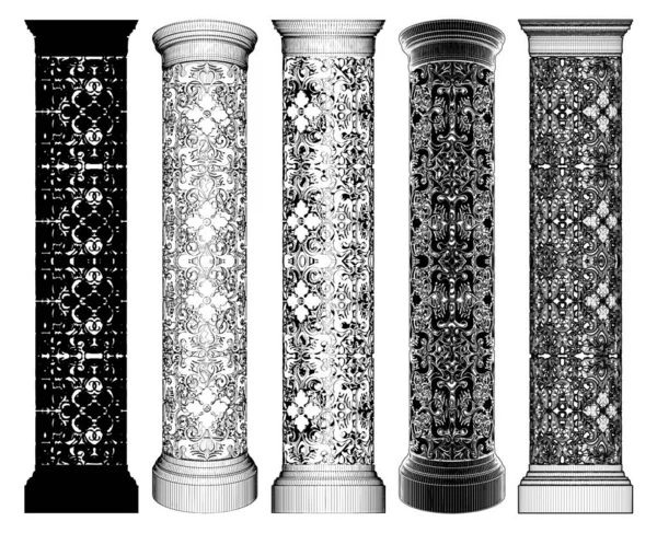 Classic Column Pillar Vector Illustration Isolated White Background Vector Illustration — Stock Vector