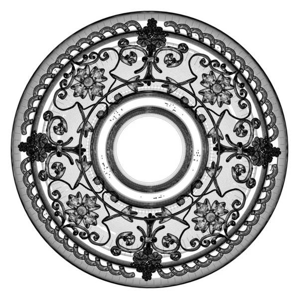 Rosette Ornament Decoratie Vector Afbeelding Geïsoleerd Witte Achtergrond Een Vectorillustratie — Stockvector