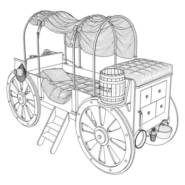 子供用ベッド馬車ベクトル 白を基調としたイラスト 幼児用ベッドのベクトルイラスト — ストックベクタ