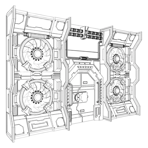 Pantser Bunker Deur Vector Afbeelding Geïsoleerd Witte Achtergrond Een Vector — Stockvector