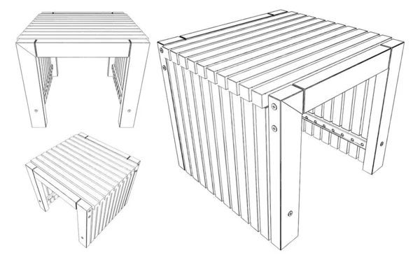 Table Basse Bois Vecteur Illustration Isolée Sur Fond Blanc Illustration — Image vectorielle