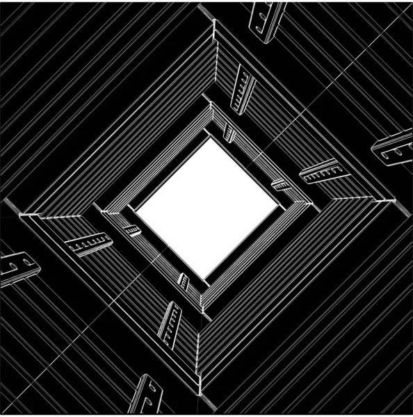 Абстрактний Тунельний Коридор Будівельний Вектор Ілюстровано Білому Тлі Векторна Ілюстрація — стоковий вектор