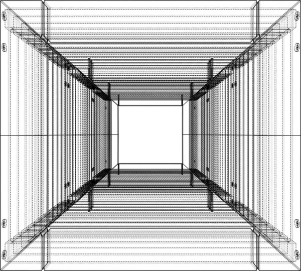 Abstract Tunnel Corridor Construction Vector 489 Afbeelding Geïsoleerd Witte Achtergrond — Stockvector