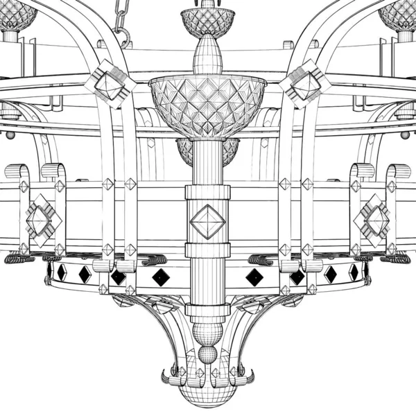Dettaglio Lampadario Luster Vector Illustrazione Isolata Sfondo Bianco Illustrazione Vettoriale — Vettoriale Stock