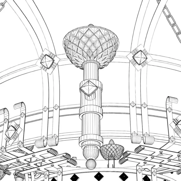 Lüster Kronleuchter Detail Vektor Illustration Isoliert Auf Weißem Hintergrund Eine — Stockvektor