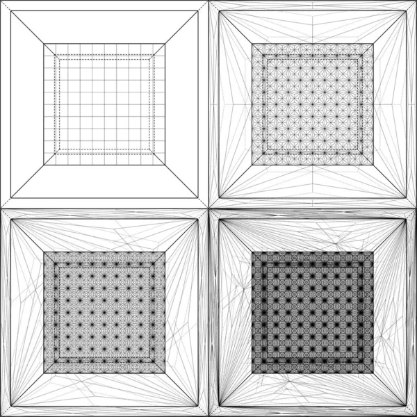 Geometriska Kvadratiska Linjer Form Mönster Textur Vektor Från Enkel Till — Stock vektor