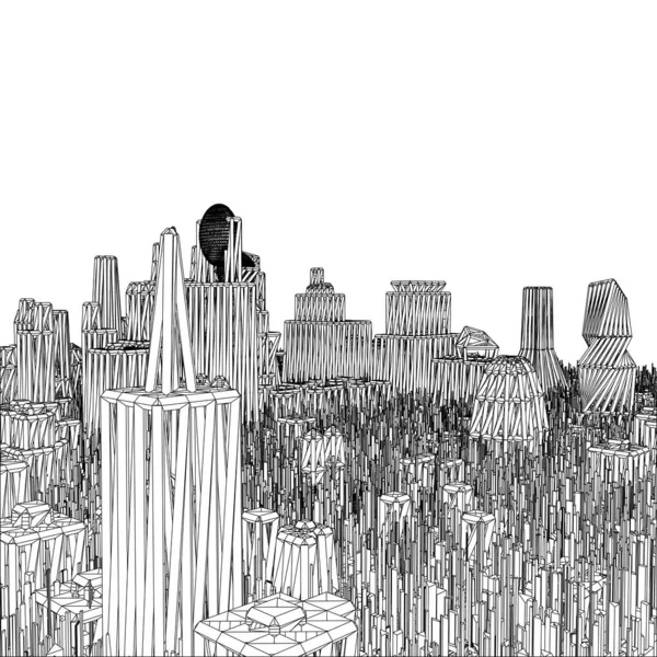 建筑结构的未来城市矢量 摩天大楼大都市景观图解 建筑与白色背景相隔离 — 图库矢量图片