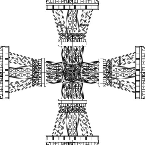 概要建築構造ベクトル 白を基調としたイラスト 金属鉄建築のベクトル図 — ストックベクタ