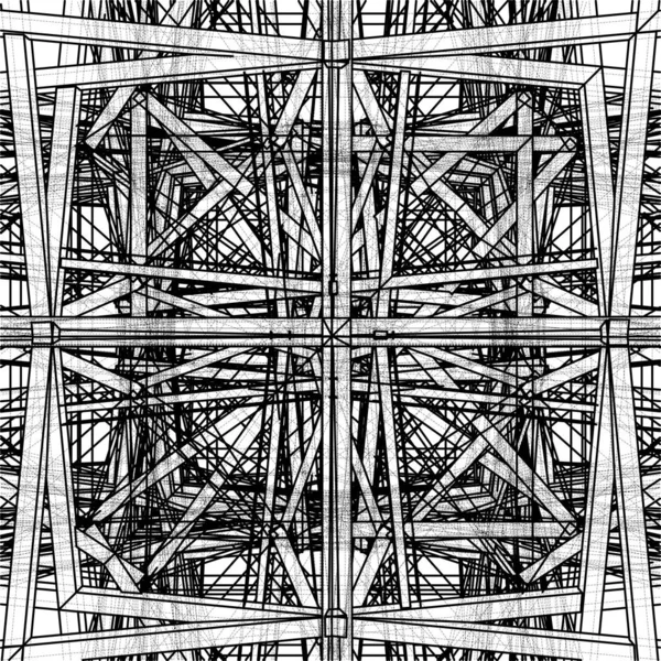 概要建築構造ベクトル 白を基調としたイラスト 金属鉄建築のベクトル図 — ストックベクタ