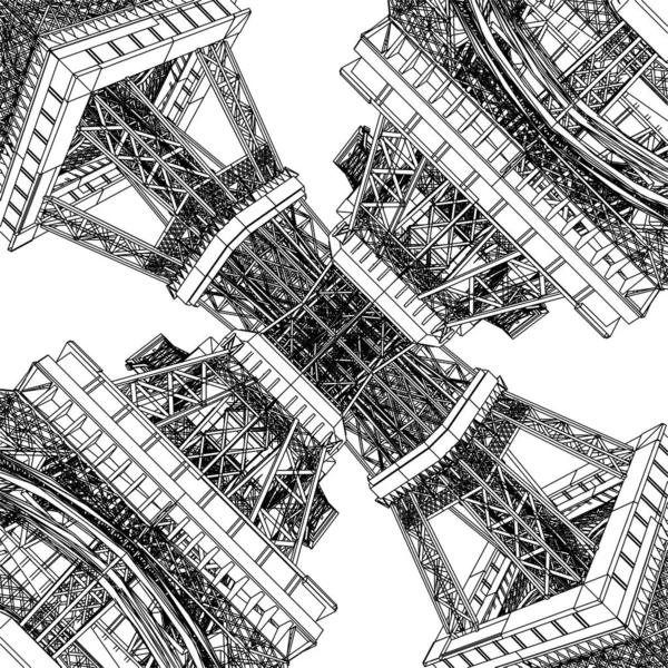 Abstraktní Stavební Vektor Ilustrace Izolovaná Bílém Pozadí Vektorová Ilustrace Železné — Stockový vektor