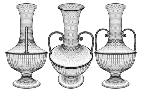 Starořecký Amphora Vector Ilustrace Izolovaná Bílém Pozadí Vektorová Ilustrace Keramické — Stockový vektor