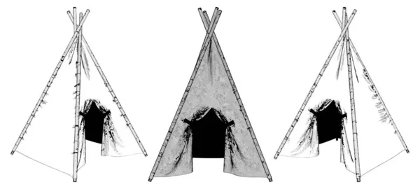 Wigwam儿童帐篷病媒 Wigwam帐篷的矢量图解 — 图库矢量图片