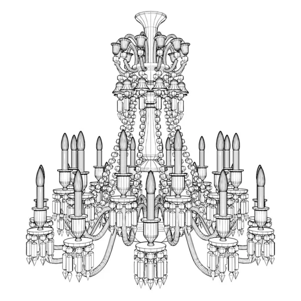ラスターシャンデリアの詳細ベクトル 白を基調としたイラスト シャンデリアの詳細のベクトルイラスト — ストックベクタ
