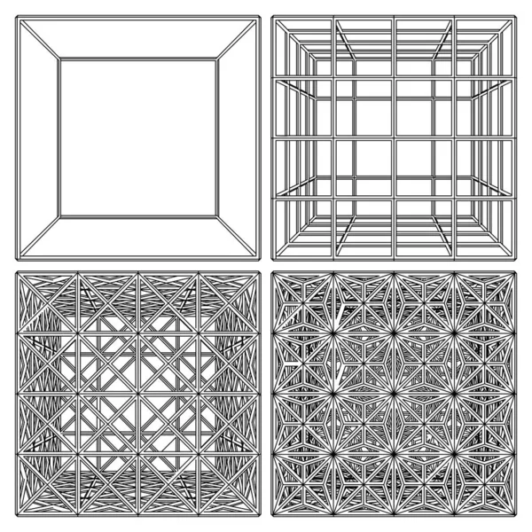 Κύβος Από Απλό Στο Περίπλοκο Σχήμα Διάνυσμα Εικονογράφηση Απομονωμένη Λευκό — Διανυσματικό Αρχείο