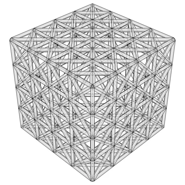 Κύβος Σχήμα Κλουβιού Διάνυσμα Εικονογράφηση Απομονωμένη Λευκό Φόντο Μια Διανυσματική — Διανυσματικό Αρχείο