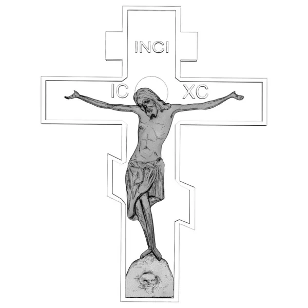 耶稣基督十字钉十字架的矢量 白色背景下的孤立说明 交叉钉十字架的矢量图解 — 图库矢量图片