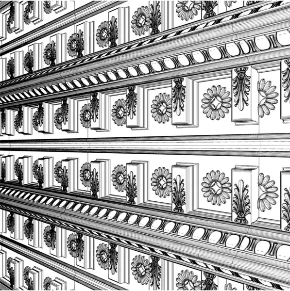 Антикварный Настенный Вектор Иллюстрация Изолирована Белом Фоне Фон Классического Настенного — стоковый вектор