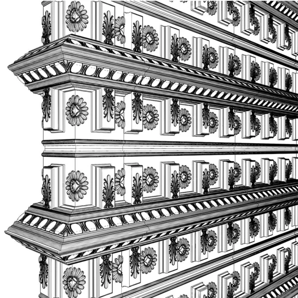 Antieke Wandpaneel Vector Afbeelding Geïsoleerd Witte Achtergrond Klassieke Wall Panel — Stockvector