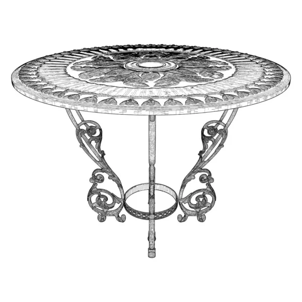 アンティークアイアンラウンドコーヒーテーブルベクトル 白を基調としたイラスト 鉄のコーヒーテーブルのベクトル図 — ストックベクタ