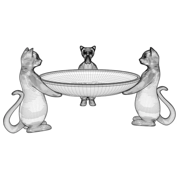 Drei Katzen Tragen Einen Vasenschalen Vektor Illustration Isoliert Auf Weißem — Stockvektor
