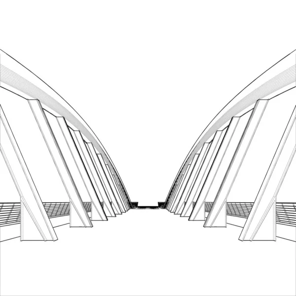 Ponte Arco Construção Estrutura Vetor Ilustração Isolado Fundo Branco Uma —  Vetores de Stock